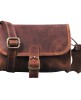 Women's Buffalo Hide Small Round Brown Shoulder Crossbody Bag Girls Sling Purse